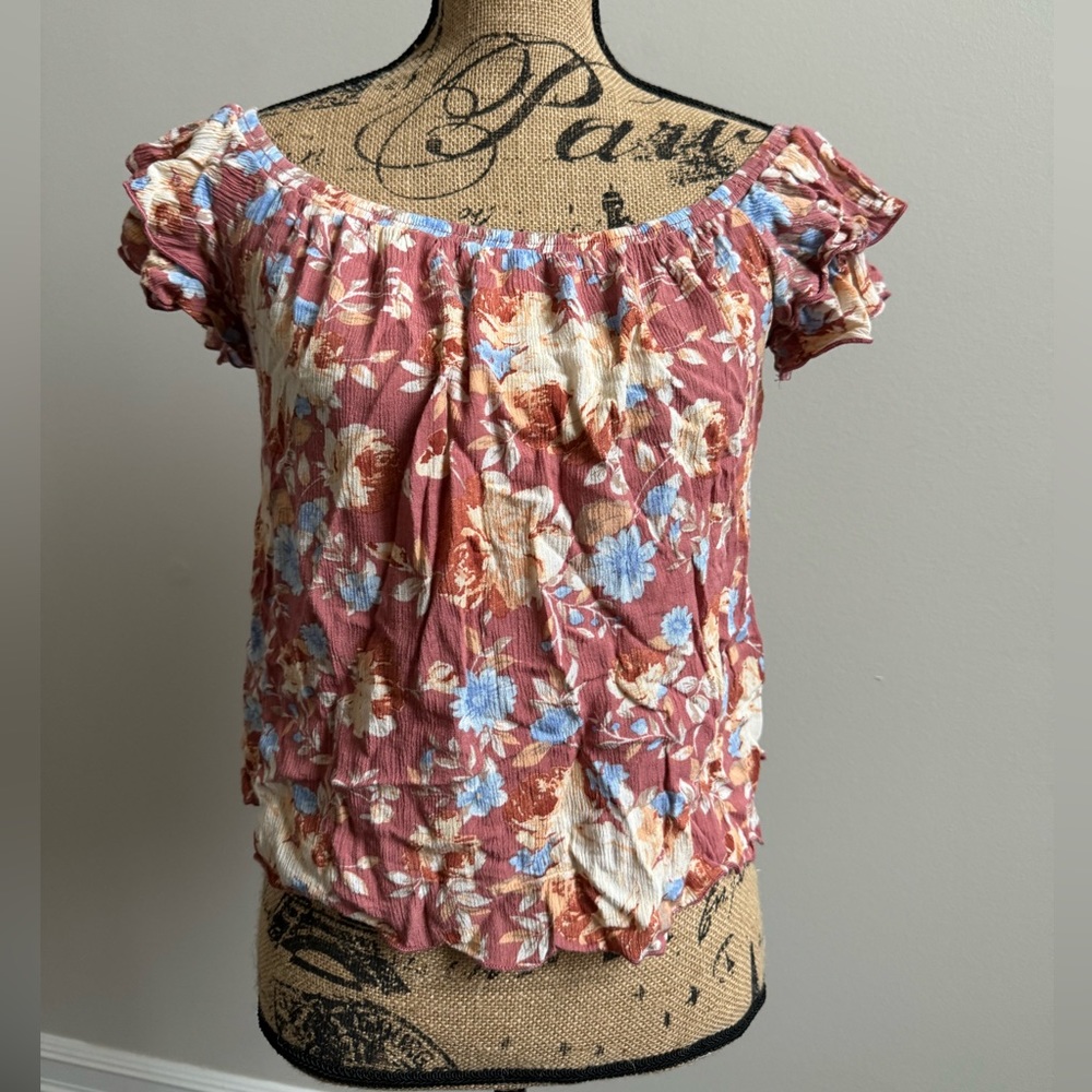 Dusty Pink Floral Off-Shoulder Top